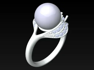 Pearl womens ring - GN191 3D print model