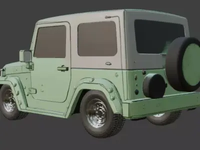 Jeep and Tyres are seperated 3D model