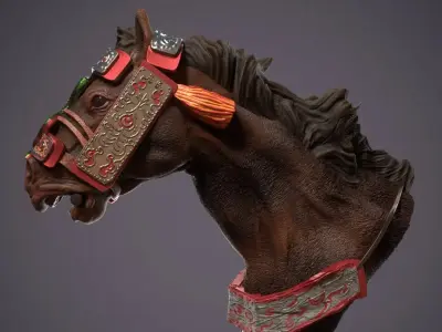 Traditional Horse Head Sculpture BUST STL OBJ FBX ZPR  3D model