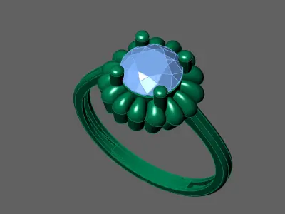 Womens Rings With Stone Ring Ready STL 3DM Models Rings women 3D print model 36