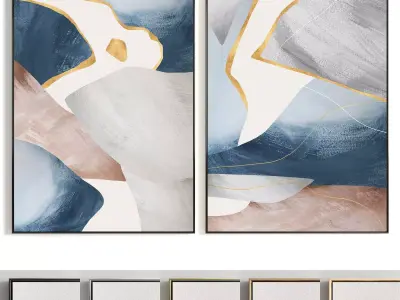 Plaster Two Photo Frame 304 Low-poly 3D model