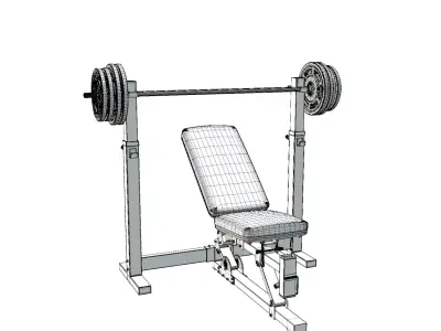 Bench press training equipment Low-poly 3D model