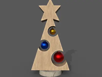 Christmas tree decor with balls Low-poly 3D model