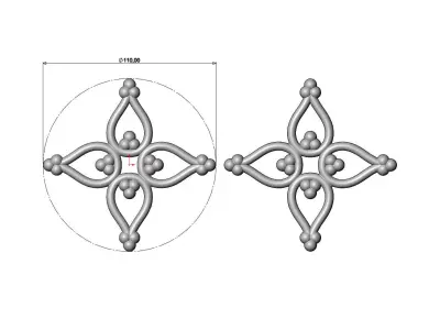 4 motif flower rosette bead crown onlay relief 3D print model
