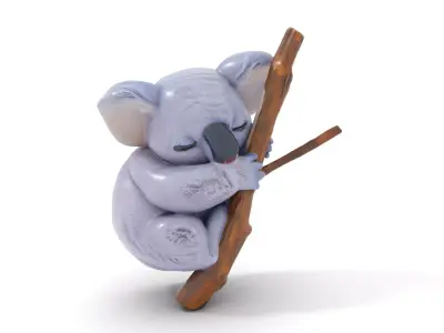 Soft Koala Hugging Branch model pack Low-poly 3D model