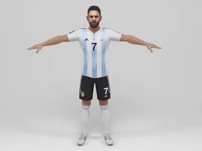 Argentinian Footballer Low-poly 3D model