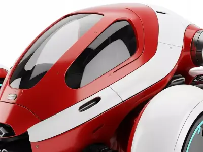 Futuristic Open Wheel Concept Roadster Trike Low-poly 3D model