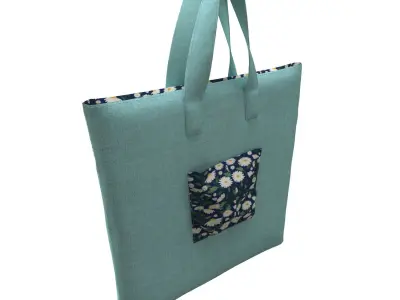 handbag tote bag - aqua 3D model