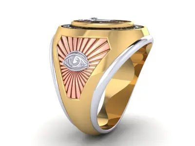 Freemason Ring And ALL SEING EYE 3D print model
