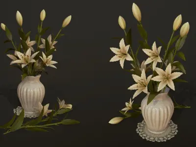 Bouquet with Lilies - PBR Game Ready Low-poly 3D model