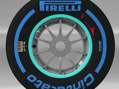 W06 Wet front tyre Low-poly 3D model
