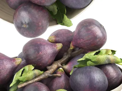 bowl of black figs fruit 3D model
