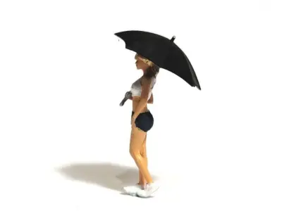 Figure Kelly umbrella girl 1-64 scale diorama miniature 3D print model
