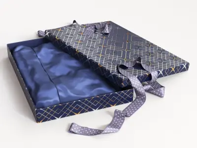 Open gift box with ribbon 3D model