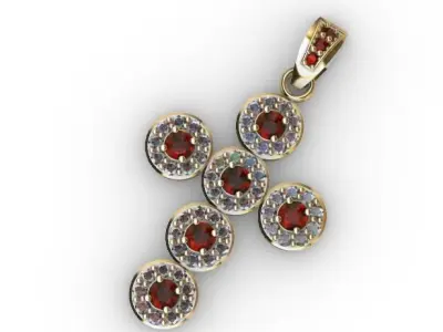 dijes- Colgante cruz redonda -v- 3D print model