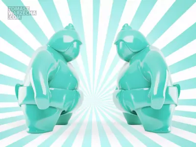 SUMO two teal figurines facing each Free 3D model