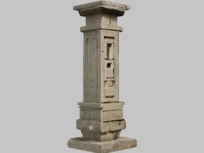 Ornate Stone Pillar - 3D Model Low-poly 3D model