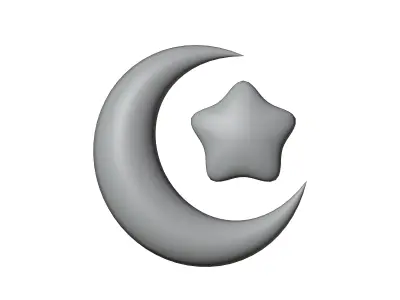 Crescent Moon And Star 3D model