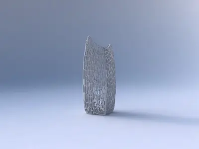Vase double arc rectangle with dense organic lattice 2 3D print model