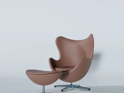 Egg Chair and Footstool Low-poly 3D model