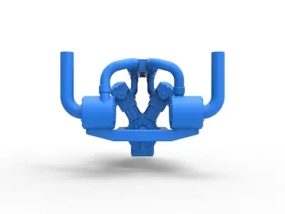 Turbo engine V12 for pulling tractor 2 Scale 1 to 25 3D print model
