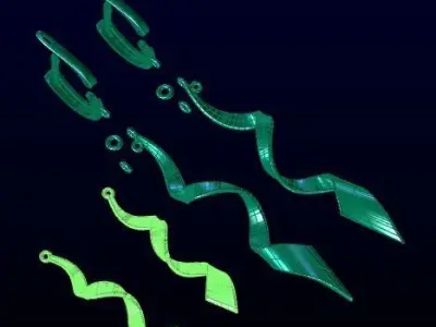 print model earring pair of gold - plated earrings 3D print model