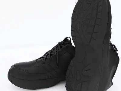 Sneaker leather shoe Low-poly 3D model