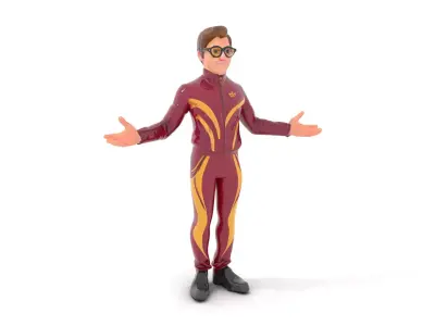 Stylish Male Character Rigged and Animated in Tracksuit Low-poly 3D model