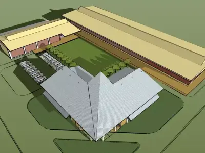 Office and workshop in Factory 3D model