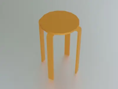 Wooden Stool-Tabouret Low-poly 3D model