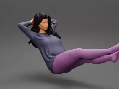 Sexy girl sitting on a chair with her legs on the table 3D print model