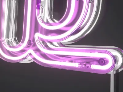 Detailed Words Neon Banners set 03 3D model