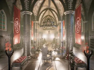 Dragon Hall 2 UNREAL Engine Low-poly 3D model