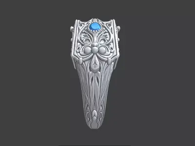 Large geometric Ornamental Ring with Gemstones 3D print model