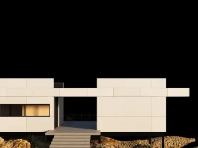 Modern house in desert 3D model