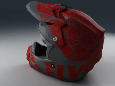Moto Helmet Red 3D model