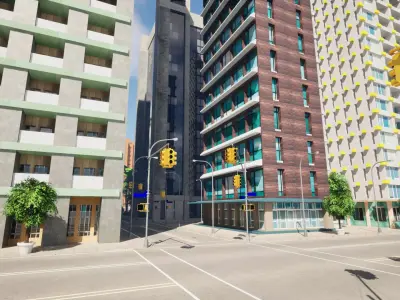 City Downtown Skyscraper Street - Unreal - Lot 11 Low-poly 3D model