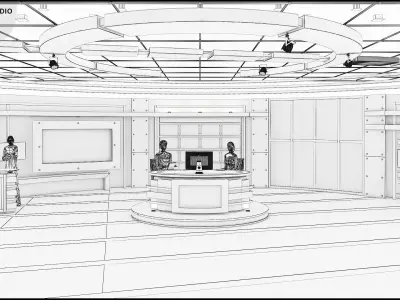 Virtual TV Studio News Set 27 3D model