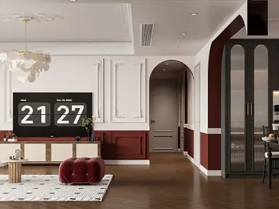 French Light Luxury Restaurant 3D model