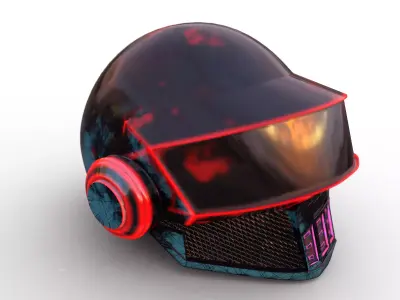 Sci Fi Neon Helmet Low-poly 3D model