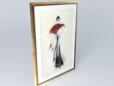 Lady with Red Fan  By Marilyn Robertson... Free 3D model