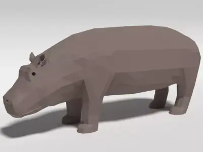 Low Poly Cartoon Hippopotamus Low-poly 3D model