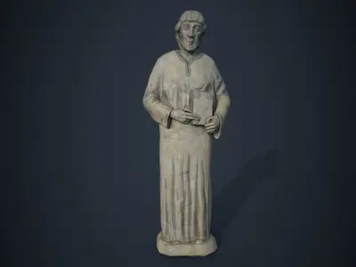 Saint Statue with book Low-poly 3D model