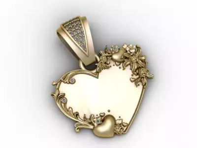 Eternal Bloom Heart Pendant Floral Luxury Romance Jewelry STL 3D print model