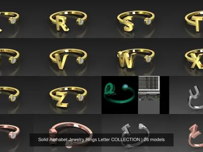 Alphabet Jewelry Solid COLLECTION 3D Model Pack