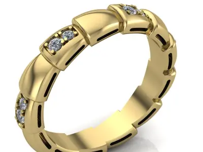 Snake Engagement Wedding Ring With Diamonds 3D Model Pack