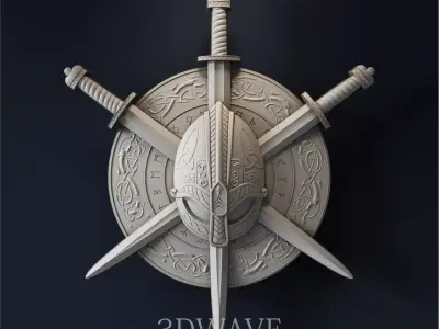 SHIELD SWORDS AND HELMET 3d stl files for CNC 3D model