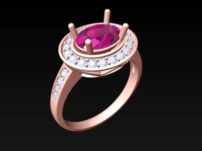 Oval stone ring - Womens  Rings -  N717455 3D print model