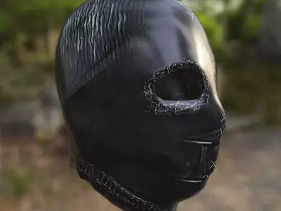 Stitched Leather Hood Mask balaclava 3D model
