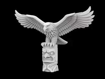 Eagle on Totem Base 3D Print Model 3D print model